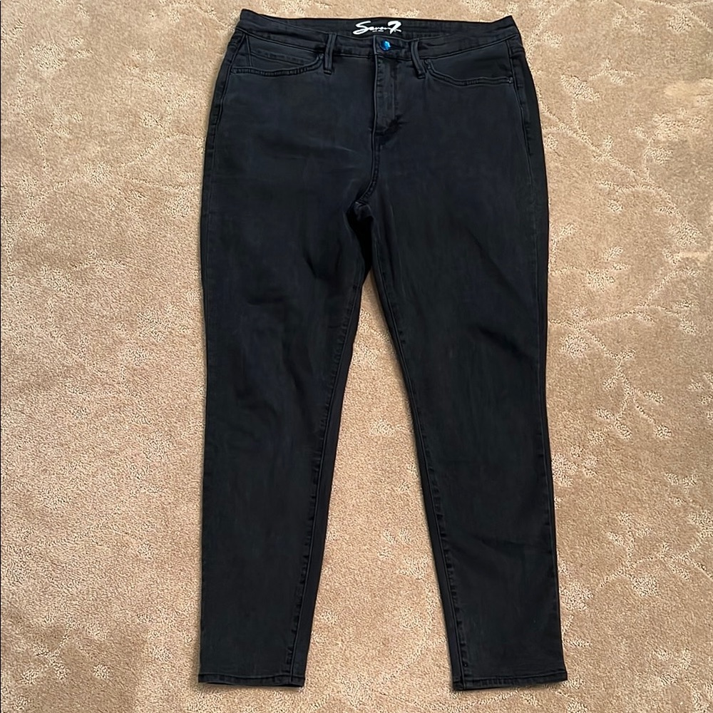 Seven7 Jeans Charcoal Black Skinny Jeans, Sz 12
